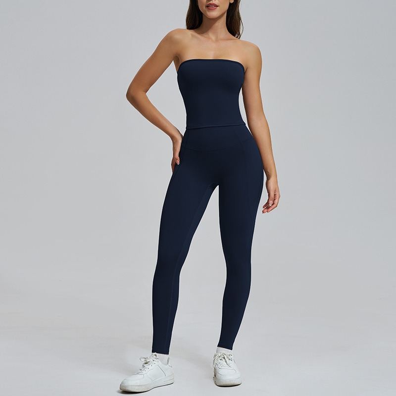 Spring And Summer High Waist Hip Lift Thin Yoga Pants Lightweight Breathable Nude Feel Chest Wrap Vest