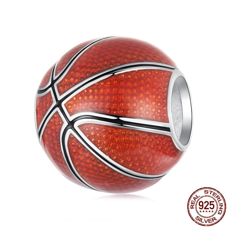 S925 Sterling Silver Basketball Scattered Beads Diy Bracelet Accessories