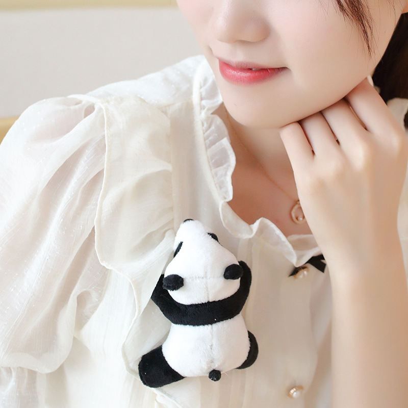 Cute Black And White Panda Doll Plush Toys Ring Pop