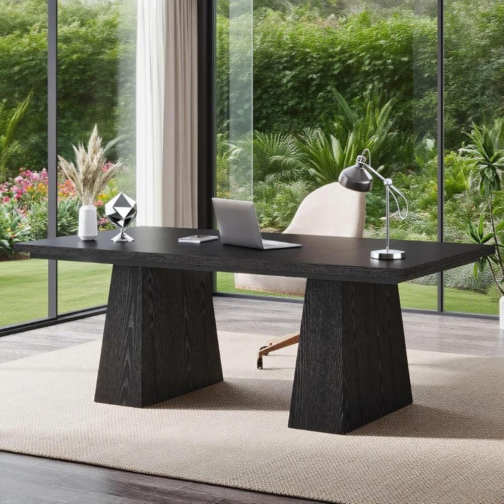 63-Inch Executive Desk, Large Office Computer Desk With Double Pedestal, Modern Simple Workstations Writing Table Conference Table