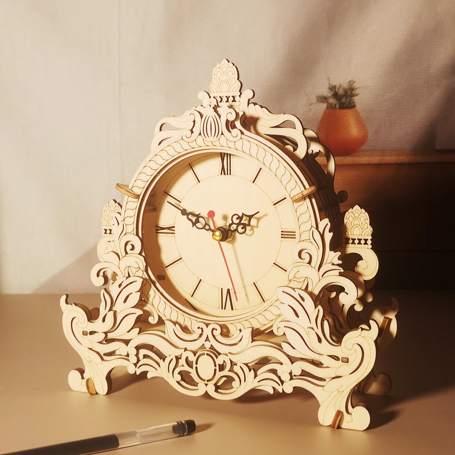Sales Are Prohibited On The TEMU And SHEIN - 3D Wooden Puzzle Clock Model Kits Building Kits Desktop Clock DIY Architectural Building Blocks Creative Gift Home Decor For Family