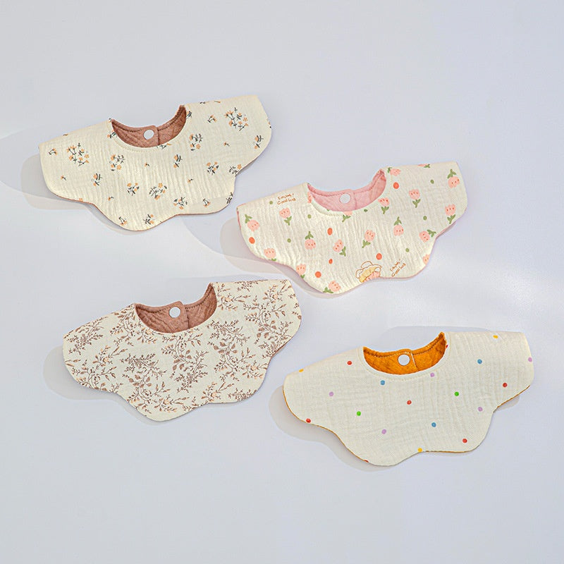 Cotton Highly Absorbent Leak-proof For Feeding Babies And Toddlers Petal-shaped Bib