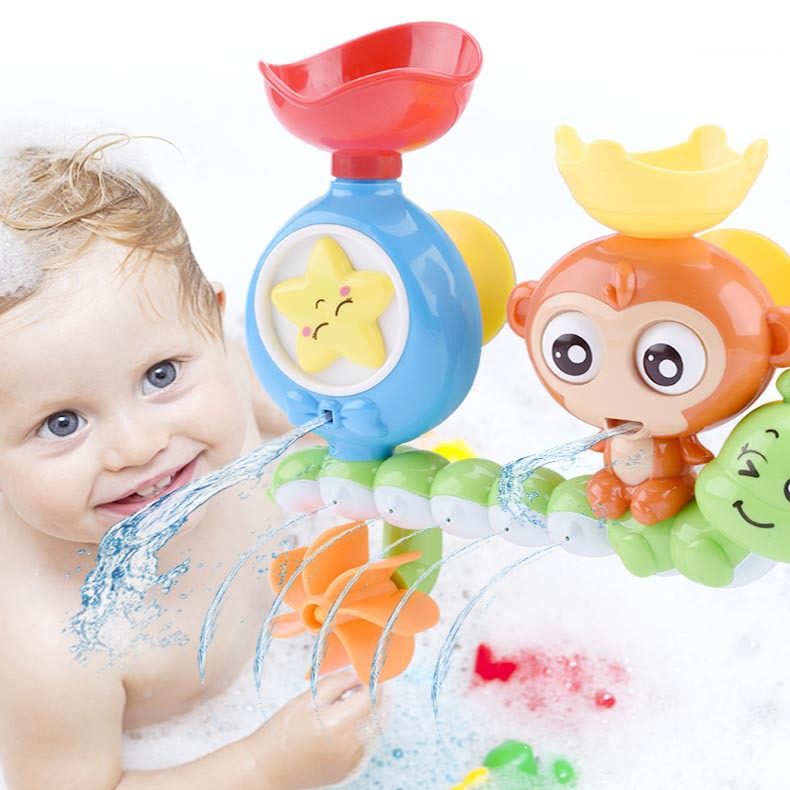 Monkey Rotating Water Wheel Toy Baby Bath Play Toy For 0-3 Years Old