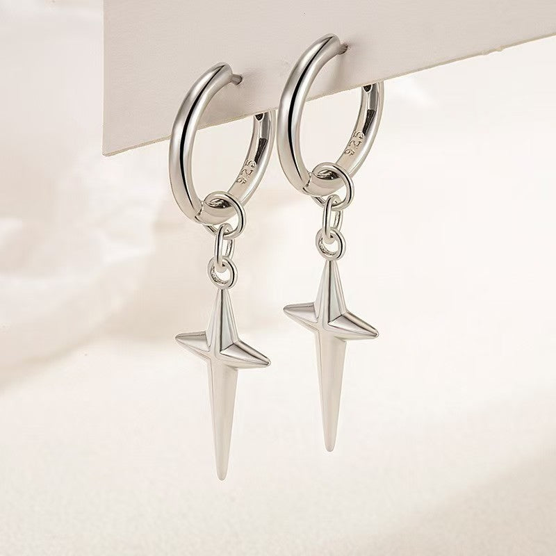 Trend 2026 Men Streetwear Stud Earrings, Upscale High-End Simple Design, Retro Vintage Clip Earrings Punk Style For Fashion Women