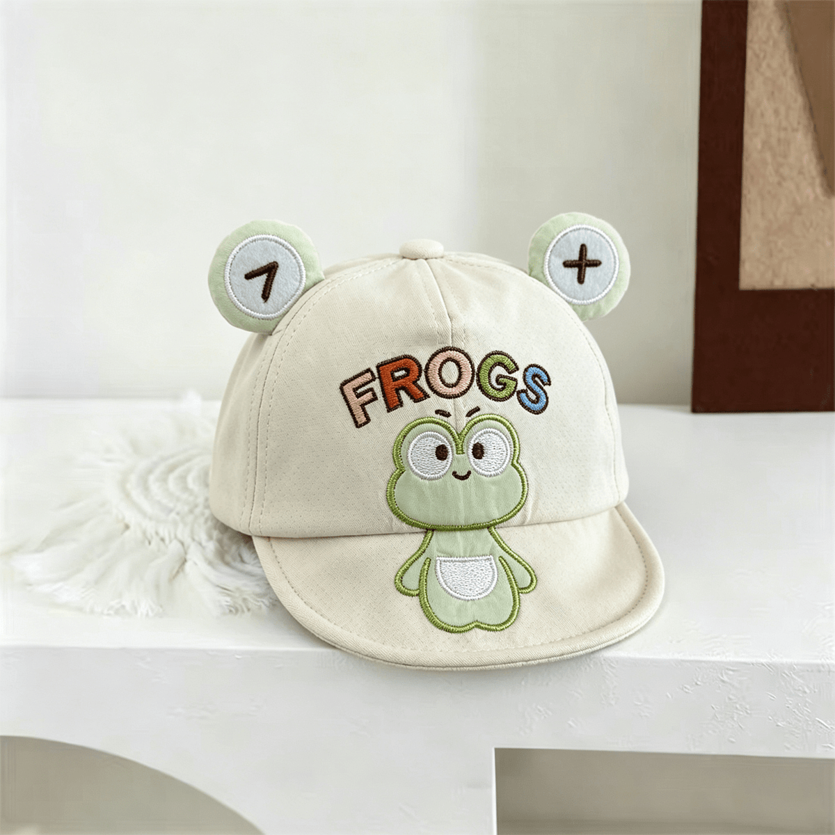 Super Cute Three-dimensional Frog Ears Baby Baseball Cap Soft Cotton Baby Sun Hat For Outdoor Use Cute Frog Embroidery