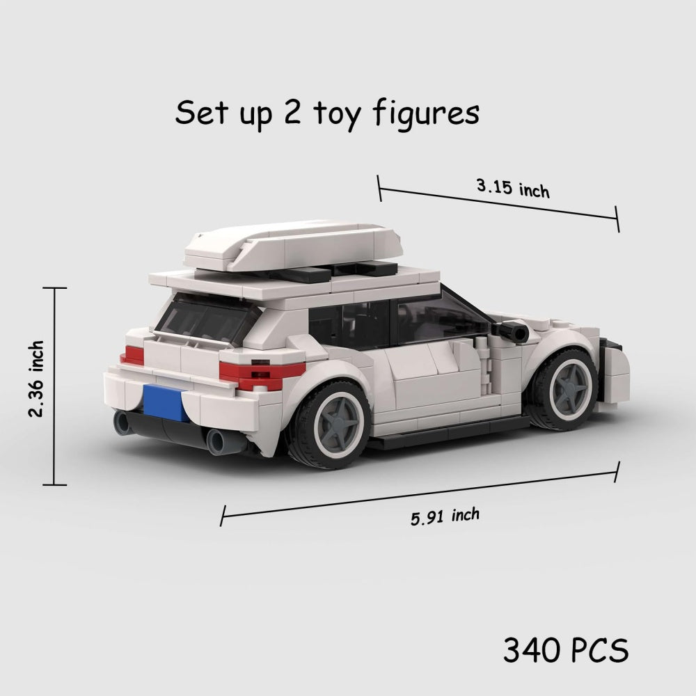 340PCS City Car White Hatchback Building Blocks With Roof Box, Modern Compact Wagon Car Toy Kit For Kids And Adults, Collectible Car Gift