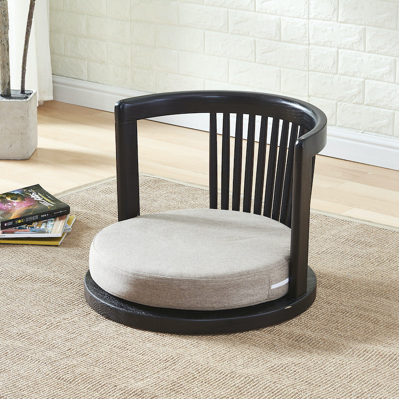 Solid Wood Tatami Seating Chair - Japanese Style Round Back Legless Backrest Chair for Tea Room Bedroom Bay Window
