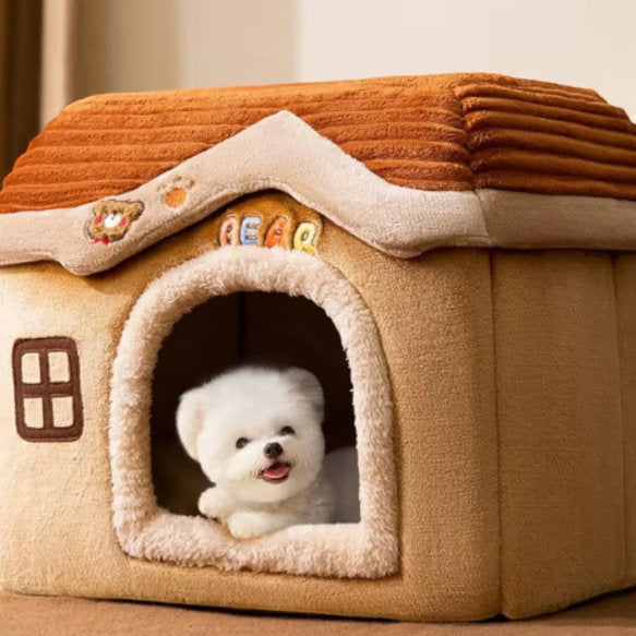 Fully Enclosed Pet House For Fall And Winter Cozy Kennel For Dogs And Cats