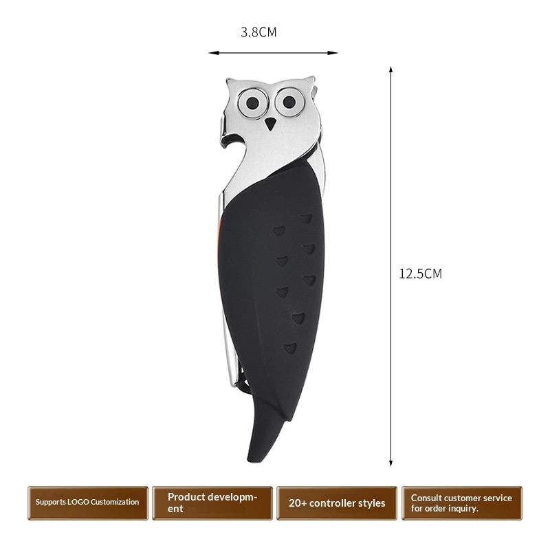 Creative Owl And Seahorse Wine Corkscrew Stainless Steel Multi-function Portable Bottle Opener Household Gift