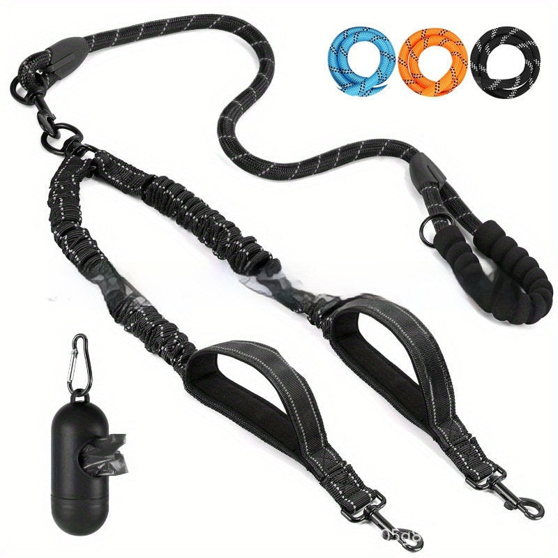 Hand Holding Rope One For Two Dog Leash Pet Retractable Rope