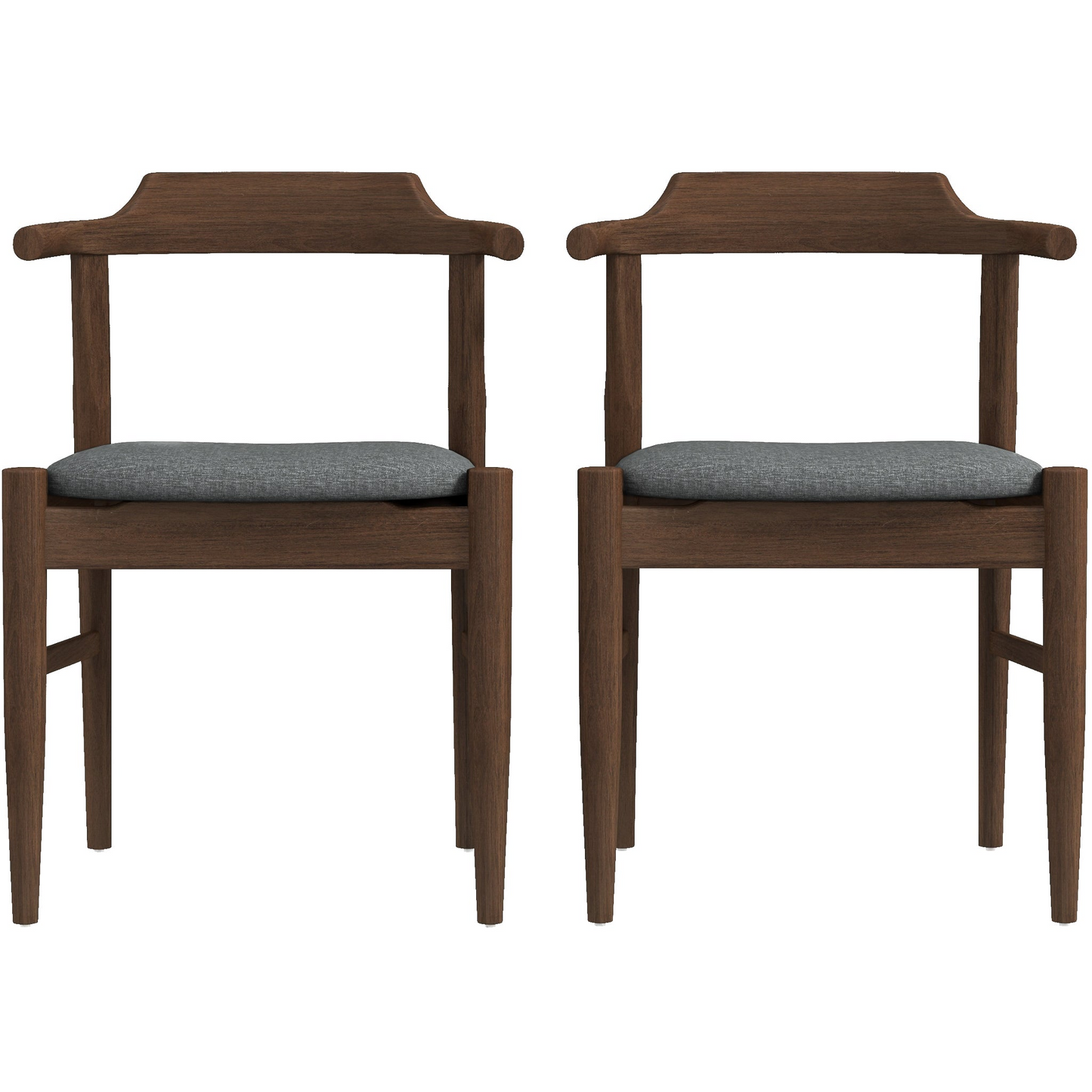 Mid-Century Modern Gray Fabric Dining Chair With Solid Wood Frame 18.50 L X 22.50 W X 28.00 H Farmhouse Kitchen Side Chairs With Foot Pegs Set Of 2
