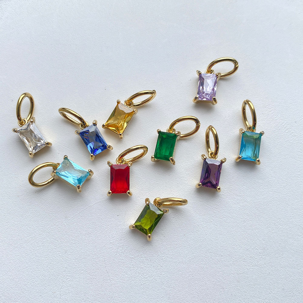 Twelve Birthstone Pendant Rectangular Zircon Accessories Pendant