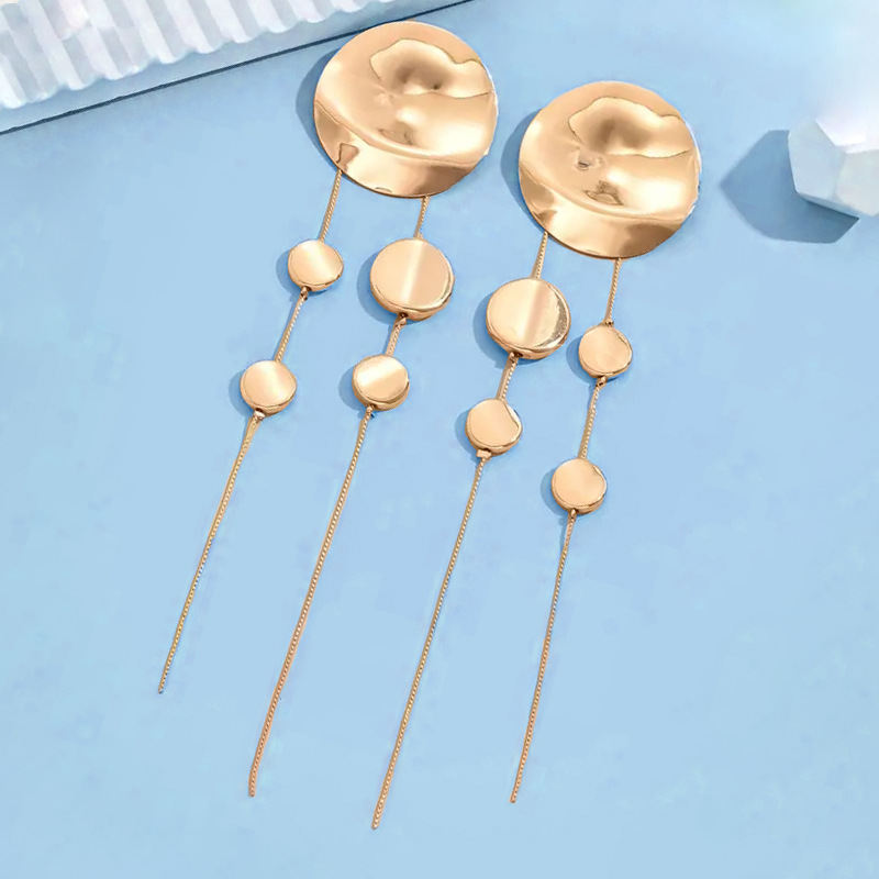 Leopard Print Disc Long Tassel Earrings For Women Simple Fashion Ear Jewelry Accessories Hot Sale Party Gift New Style
