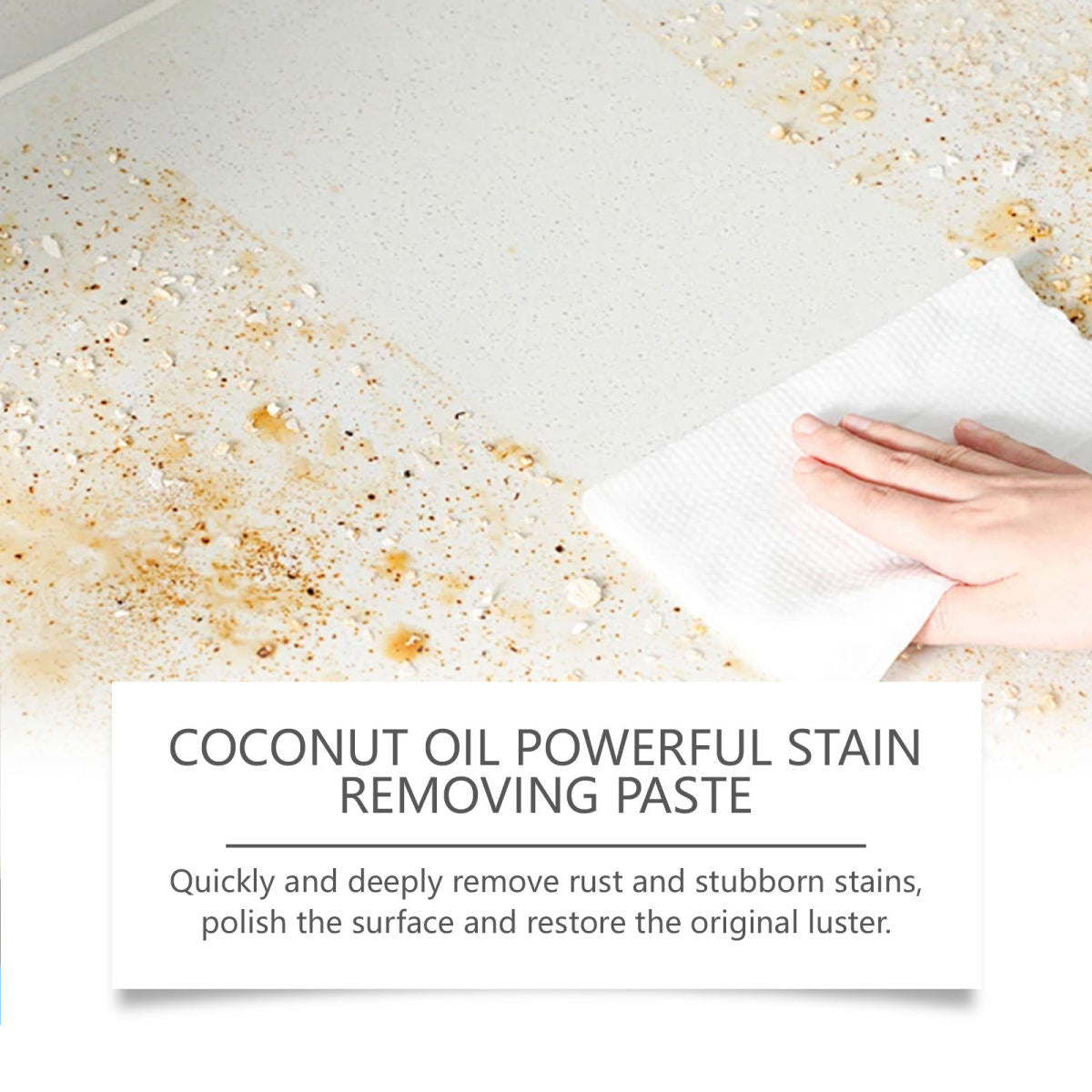 JAKEHOE Coconut Oil Stain Remover Paste, Multi-Purpose Polishing Paste For Heavy Kitchen Oil Stains, Oil Stain Remover And Surface Cleaner