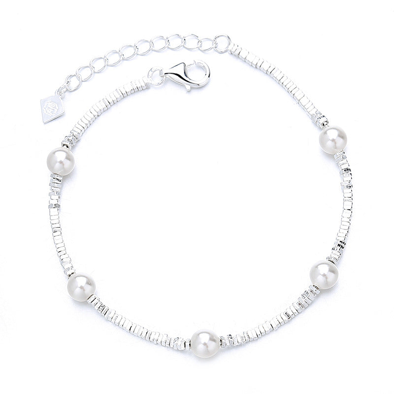 S925 Sterling Silver Korean Style Niche Clear Cold Wind Small Pieces Of Silver Pearl