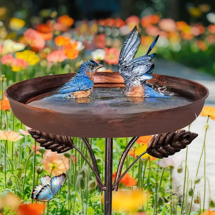 Retro Iron Art Decorative Bird Feeding Watering And Bathing Basin