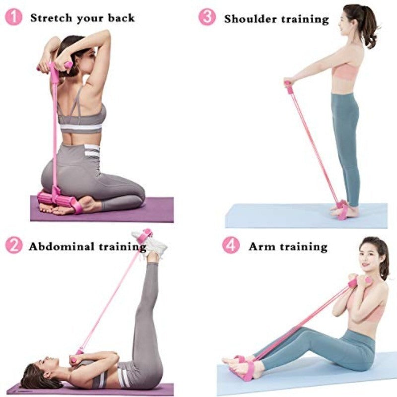 Multi-Function Tension Rope 6Tube Gym Fitness Foot Pedal Exerciser Pull Band New