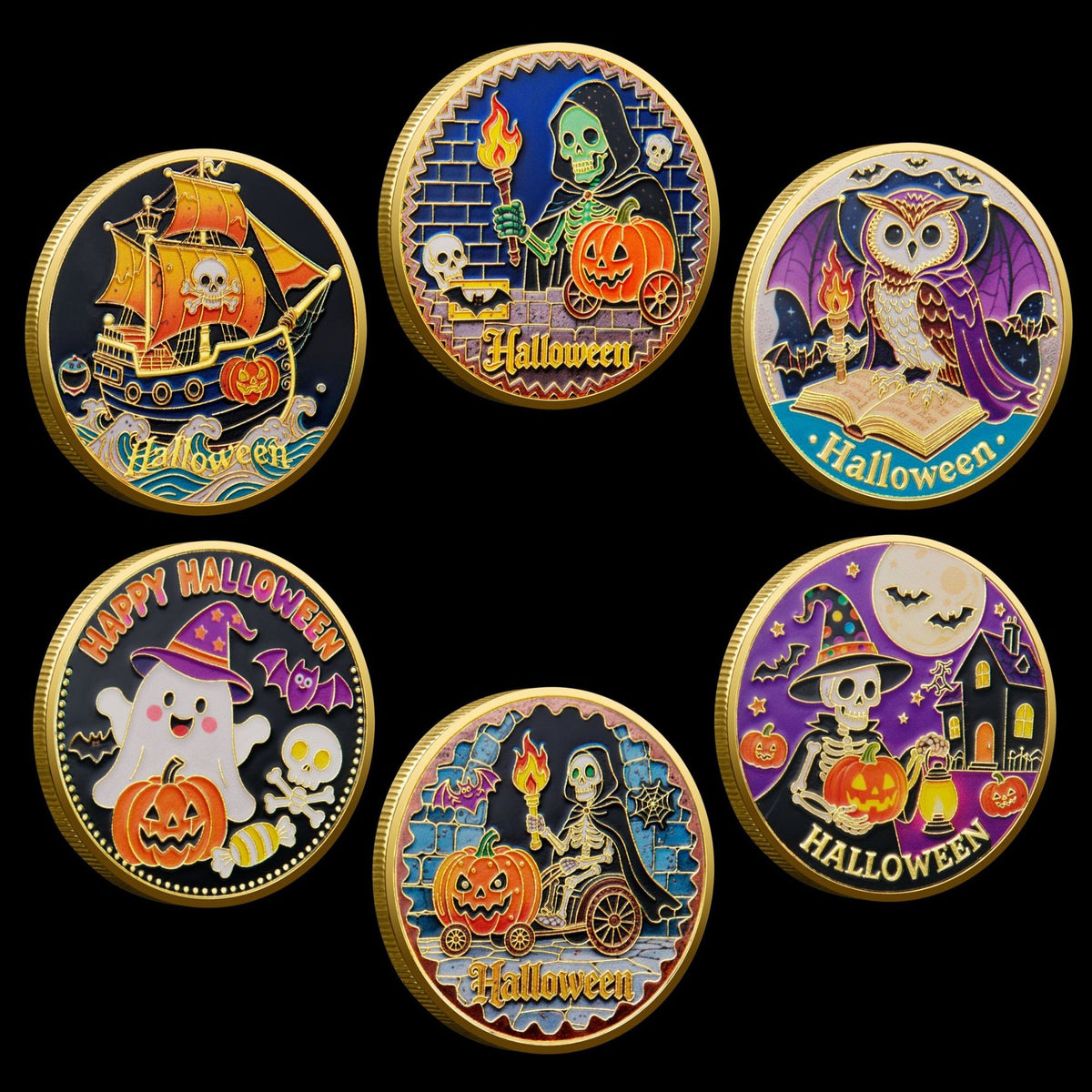 Cute Pumpkin Ghost And Skull Pattern Holiday Event Gift Coin