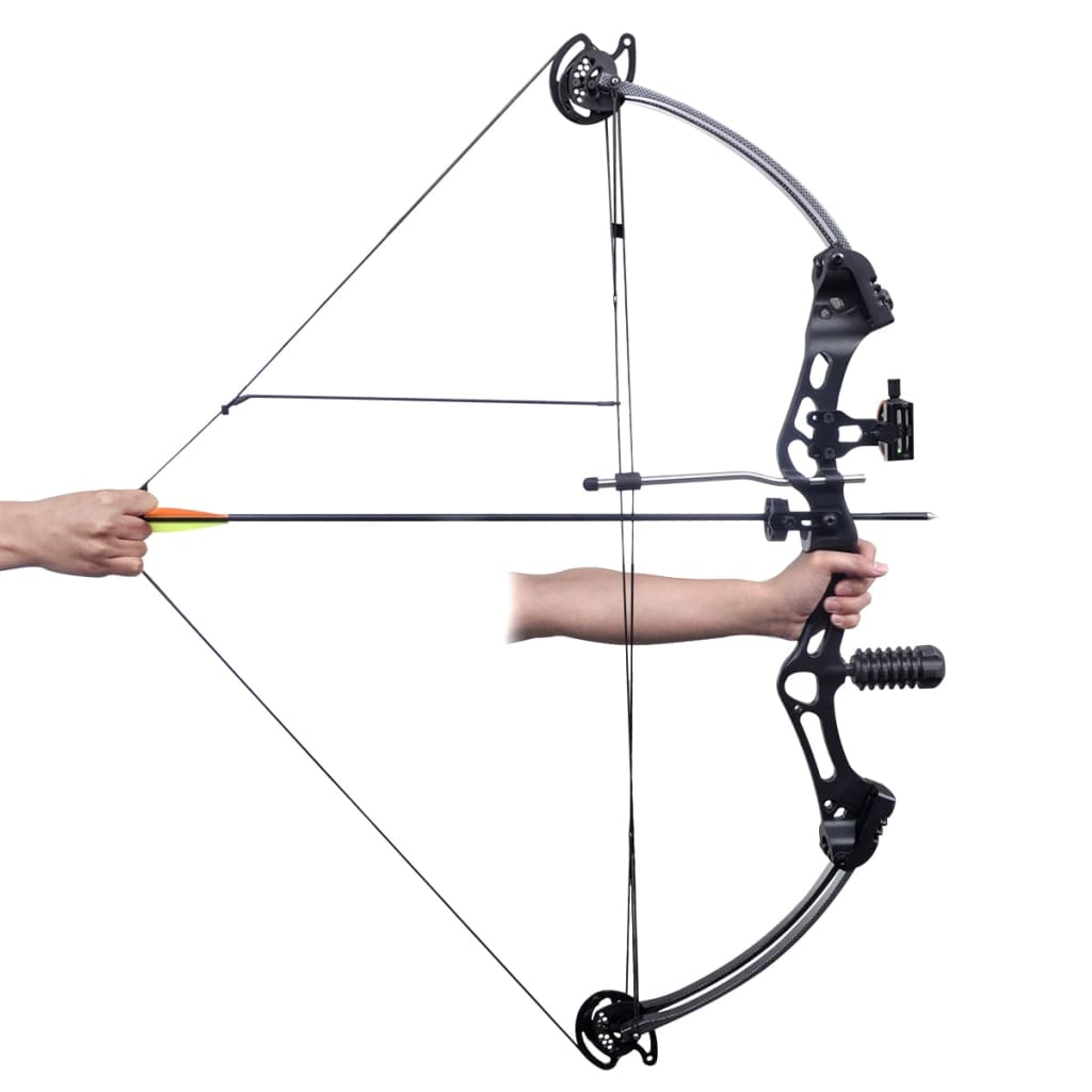 Compound bow with accessories and fiberglass arrows for adults