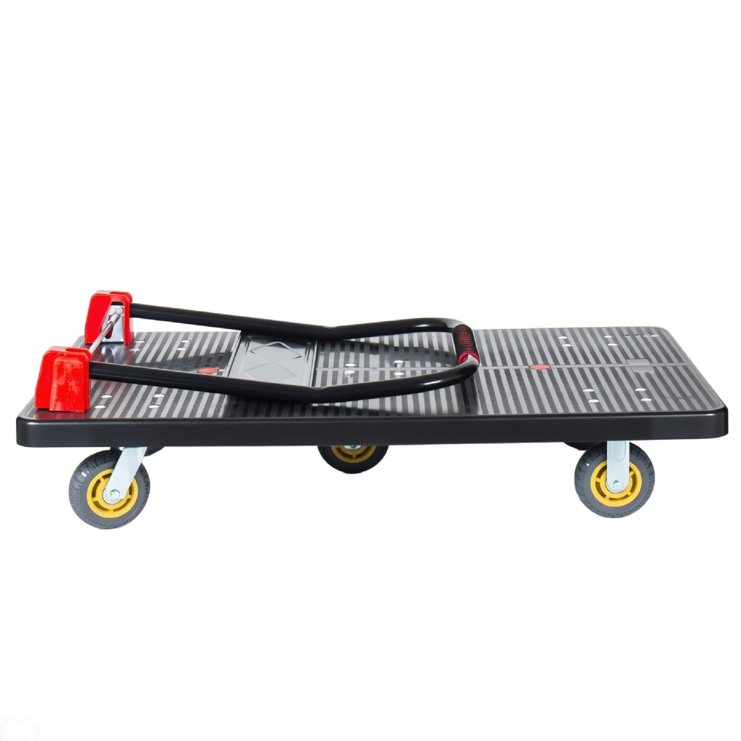 25.5 X43.5 Platform Truck Foldable Handcart With 5 TPR 360- Degree Silent Wheels 1500lbs Heavy- Duty Push Dolly Cart 5 Steel Load- Bearing Beams For Warehouse Garage Home Use
