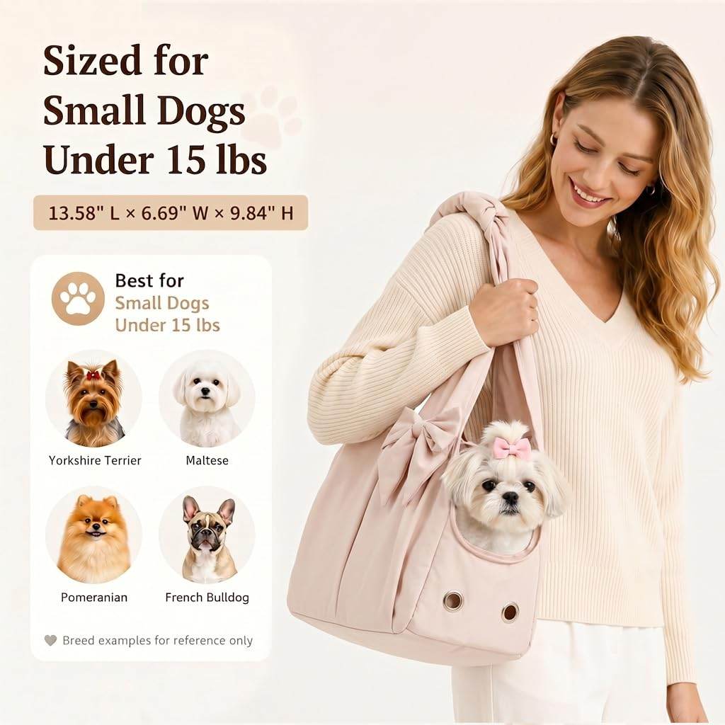 Fashion Dog Purse Carrier For Small Dogs And Cats, Soft-Sided Puppy Tote Bag Under 15 Lbs, Lightweight Pet Carrier With 4 Pockets, Smart Zipper Lock, Pet Travel Bag For Travel Outdoor