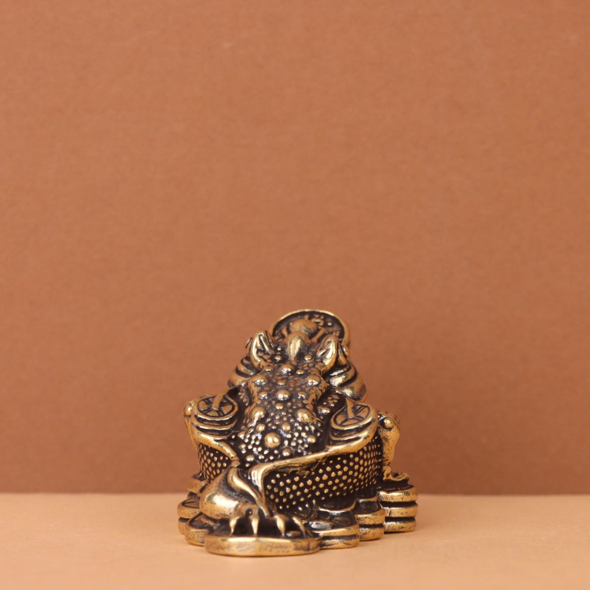 Pure Brass Money-attracting Coin And Golden Toad Ornament Tea Pet