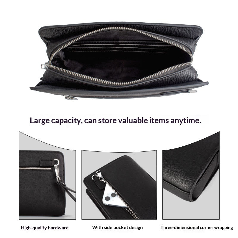 Mens Smart Fingerprint Synthetic Leather Clutch Bag