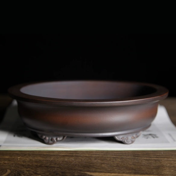 Retro Cloud-foot Round Basin Bonsai Trough Tea Table Bonsai Pot