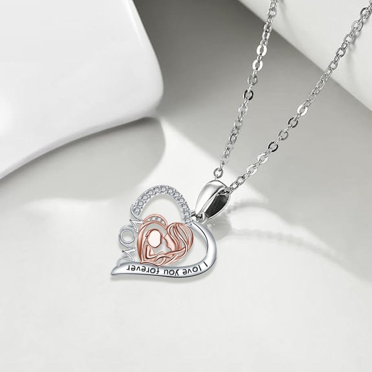 Love Mother And Daughter Necklace Female Accessories Heart Clavicle Chain Light Luxury