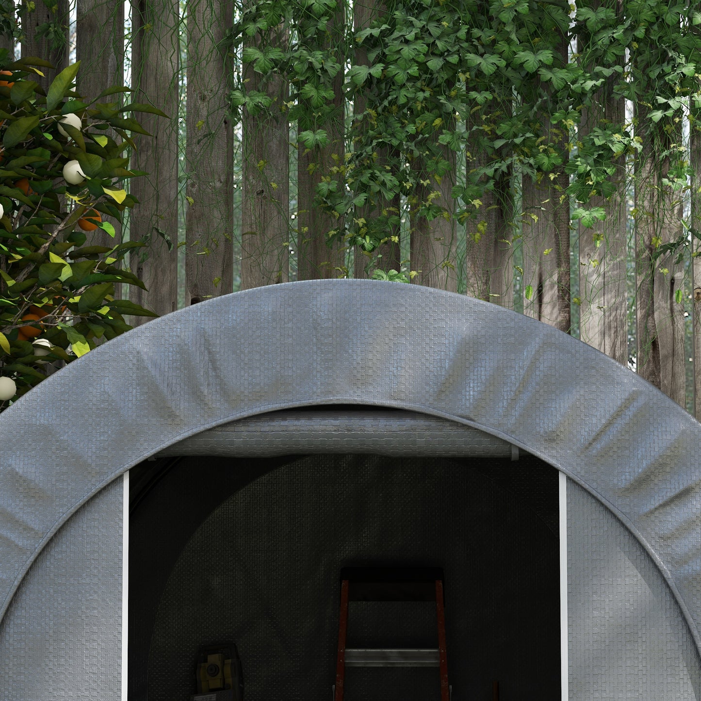 Galvanized Metal 6 x 8 Outdoor Storage Tent, Heavy Duty and Waterproof Portable Shed, for Bike, Motorcycle, Tools