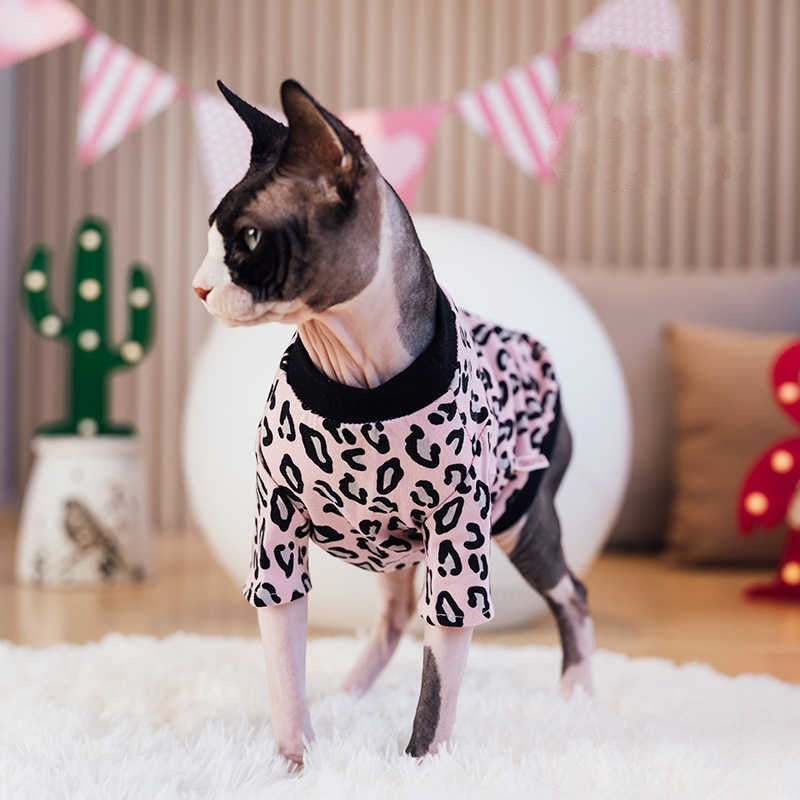 Sphynx Cat Cotton Leopard Shirt Fashion Clothes