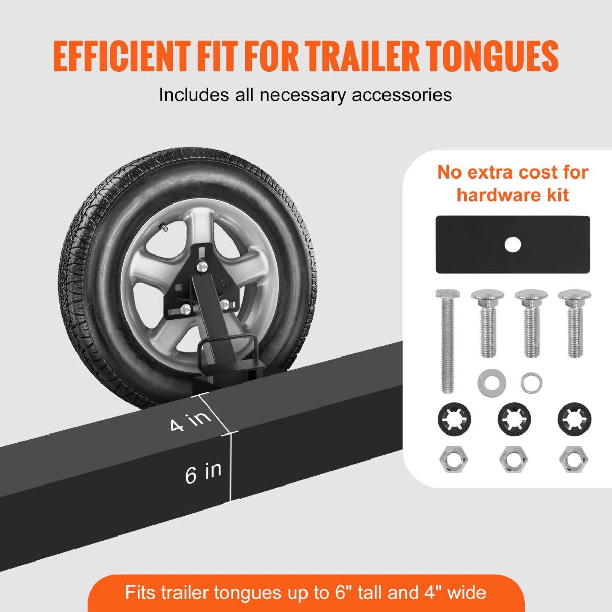 VEVOR Spare Tire Carrier, Trailer Spare Tire Mount, 160 Lbs Capacity, Utility Trailer Accessories Fits Most