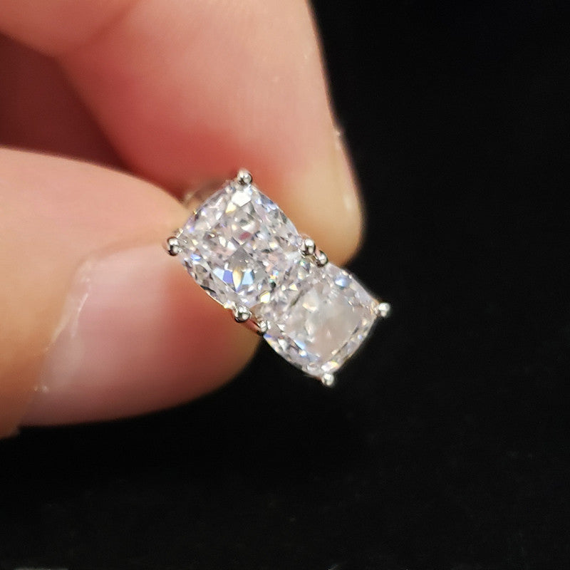 New Pillow-cut Cubic Zirconia Stud Earrings, 8x8mmsimple, Versatile, And Elegant