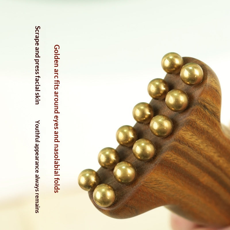 Arrival Green Sandalwood Sheep Horn Facial Massager Beauty Tool With 14 Massage Beads