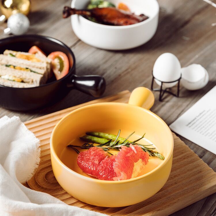 Japanese-Korean Style Ceramic Handle Bowl