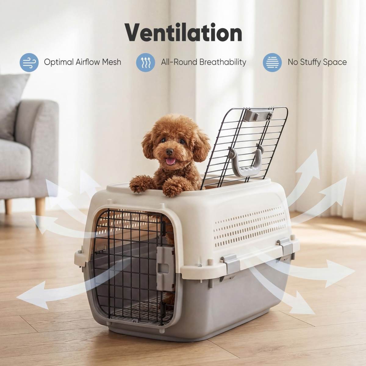 Two-Door Pet Travel Carrier Top Entry Secure Locks Hard-Sided Airline Approved For Cats Small Dogs