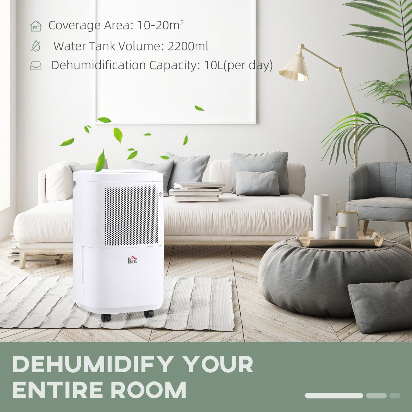 10L/Day 2200ML Portable Quiet Dehumidifier With WiFi Smart App Control, Electric Moisture Air Dehumidifier For Home Laundry Basement