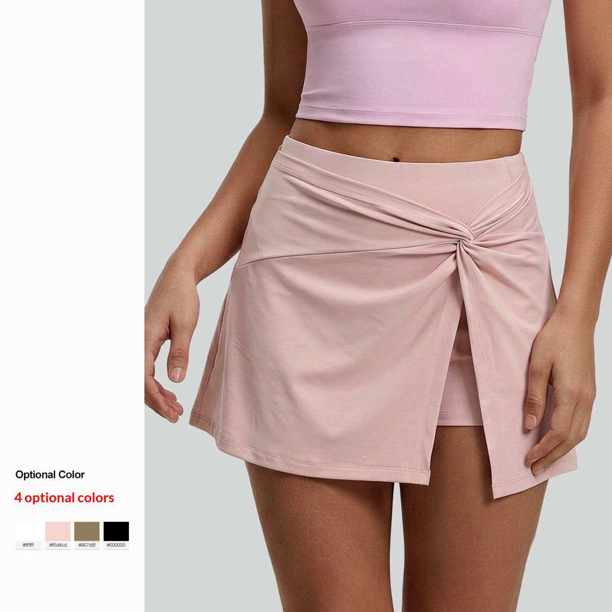 High-waisted Pleated Tennis Skirt With Twisted Design For Pre-summer, Anti-chafing Yoga Mini Skirt With Pockets