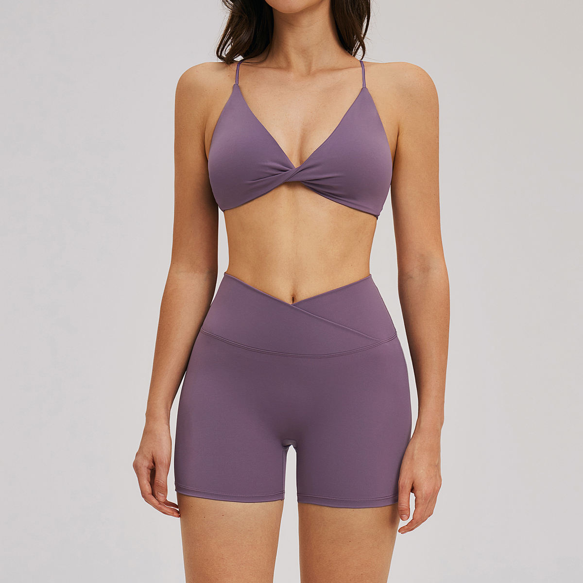 Brushed Yoga Set With Thin Straps Beautiful Back Design Casual And Fitness-oriented
