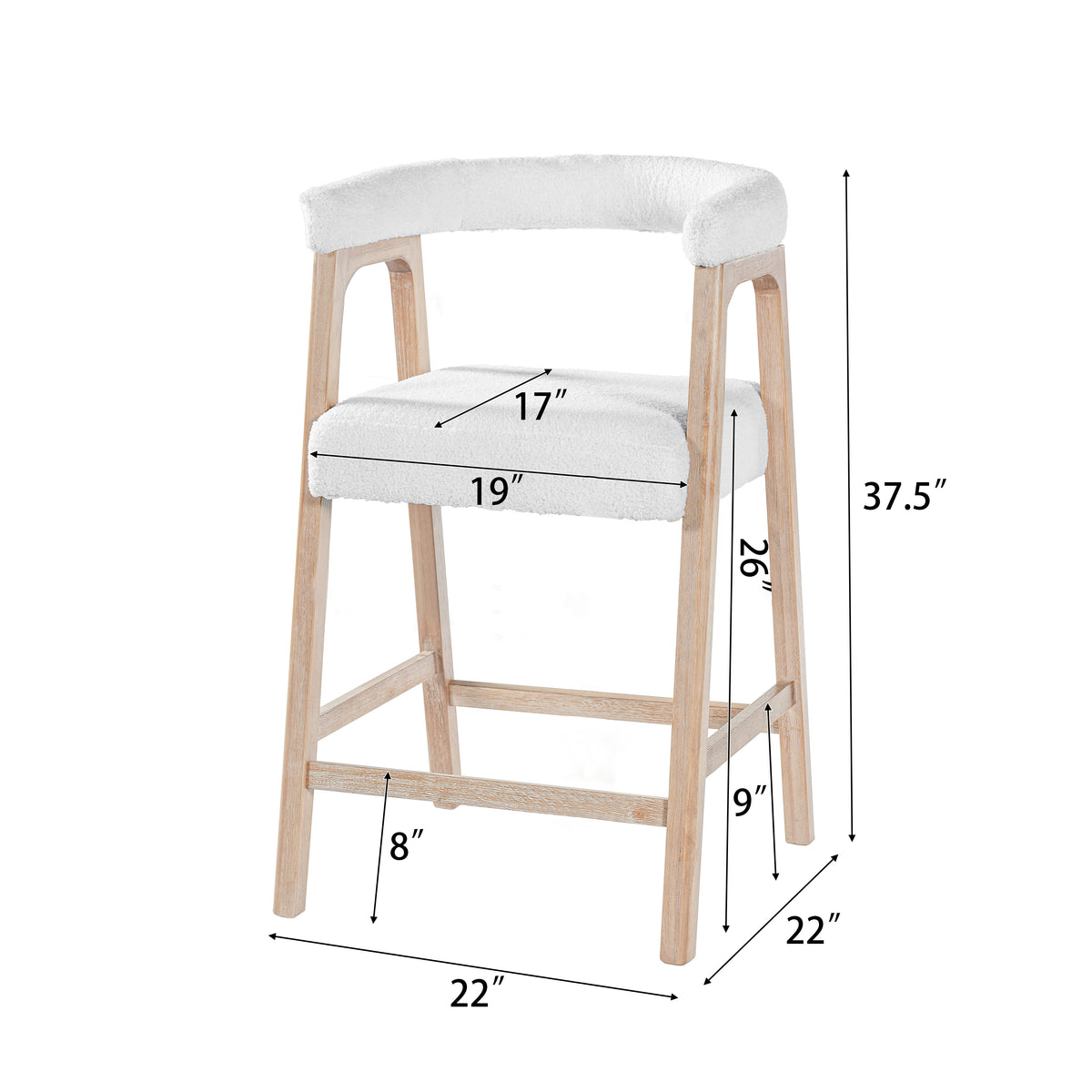 26 Seat Height Bar Stools With Back, Comfortable Counter Stools For Kitchen Island Dining Room, Set Of 2