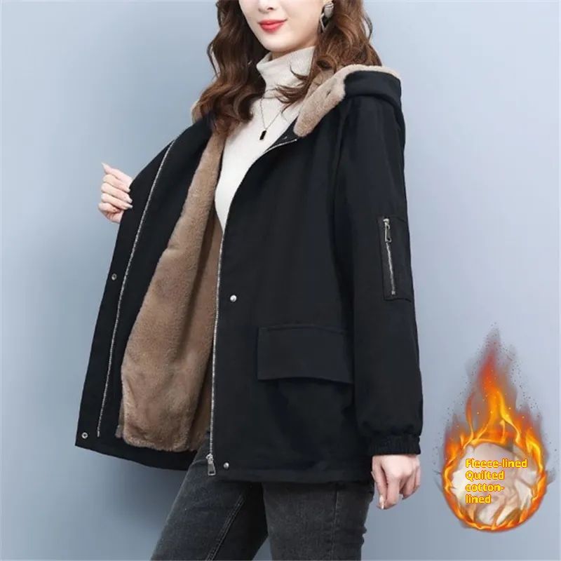 Fleece-lined Thick Loose Casual Korean Super Hot Cotton-padded Jacket