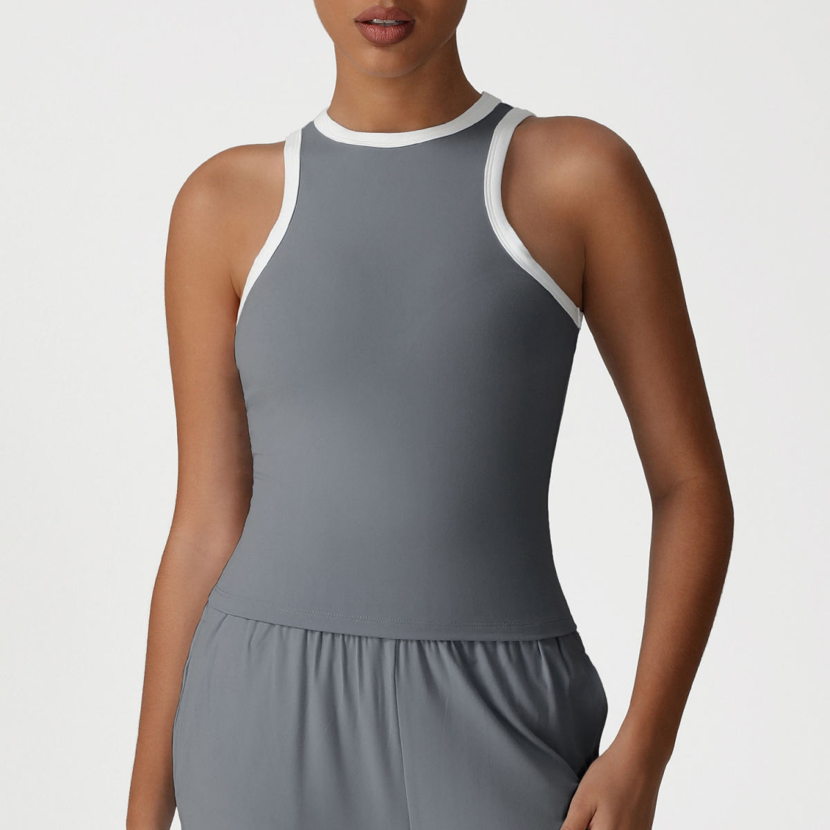 Fashionable Contrast-color Top For Fitness And Sports