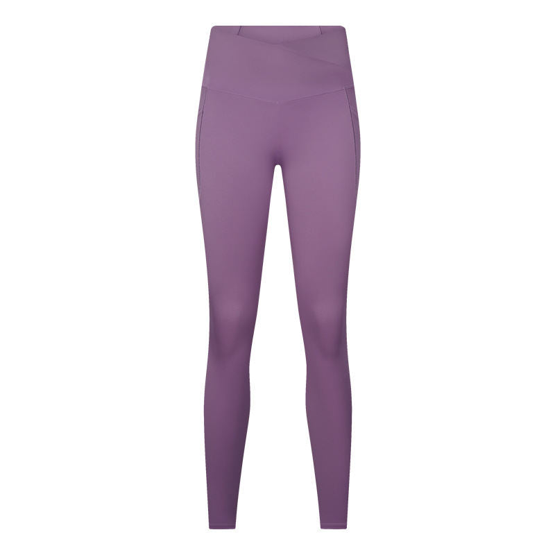 Yoga Side Pocket Elastic Light Thin Soft Nude Feel Running Workout Ankle Length Pants