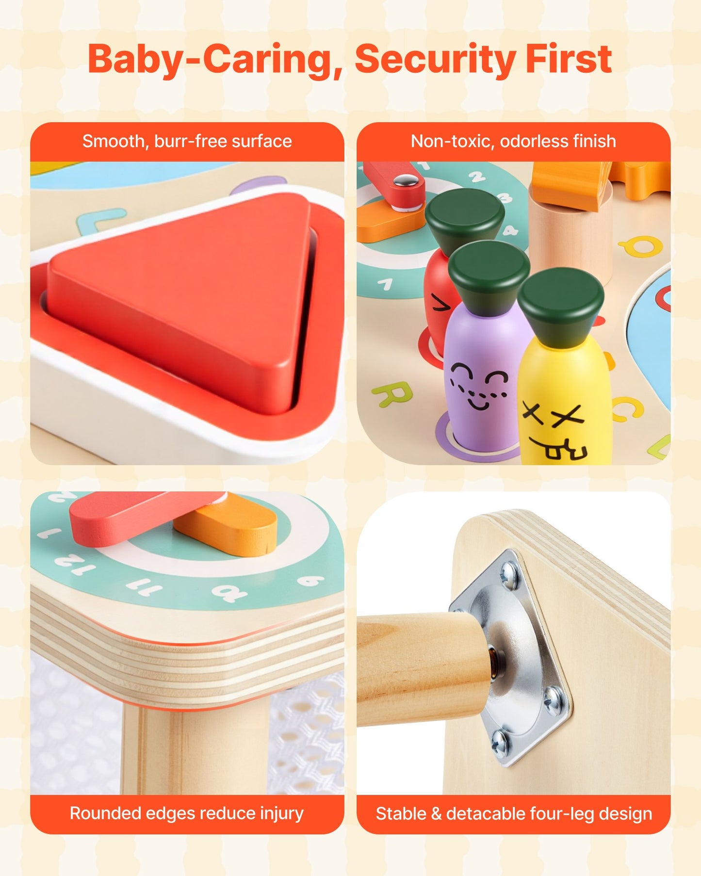 Montessori Activity Table For Toddler 1-3 Years Old, 8 In 1 Wooden Learn Activity Desk, Baby Play Table For Boys & Girls Aged 6+ Months, Great Birthday, Christmas, Children's Day Present