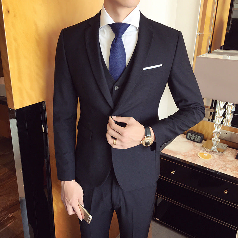 Temperament Men's Three-piece Groom Best Wedding