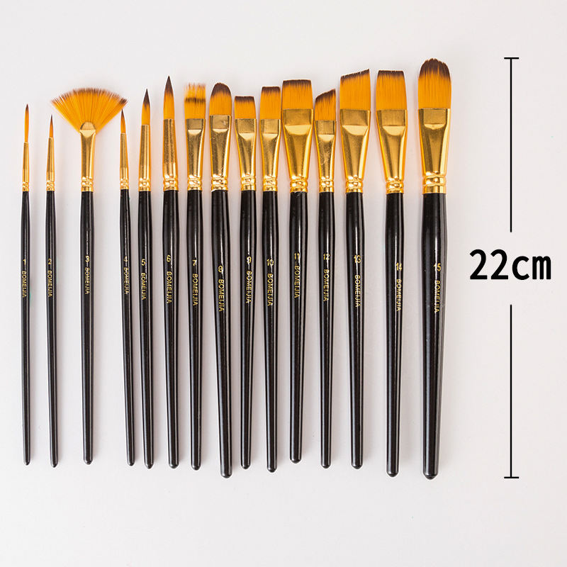 12-Piece Nylon Hair Paintbrush Canvas Bag Set For Watercolor And Gouache Painting