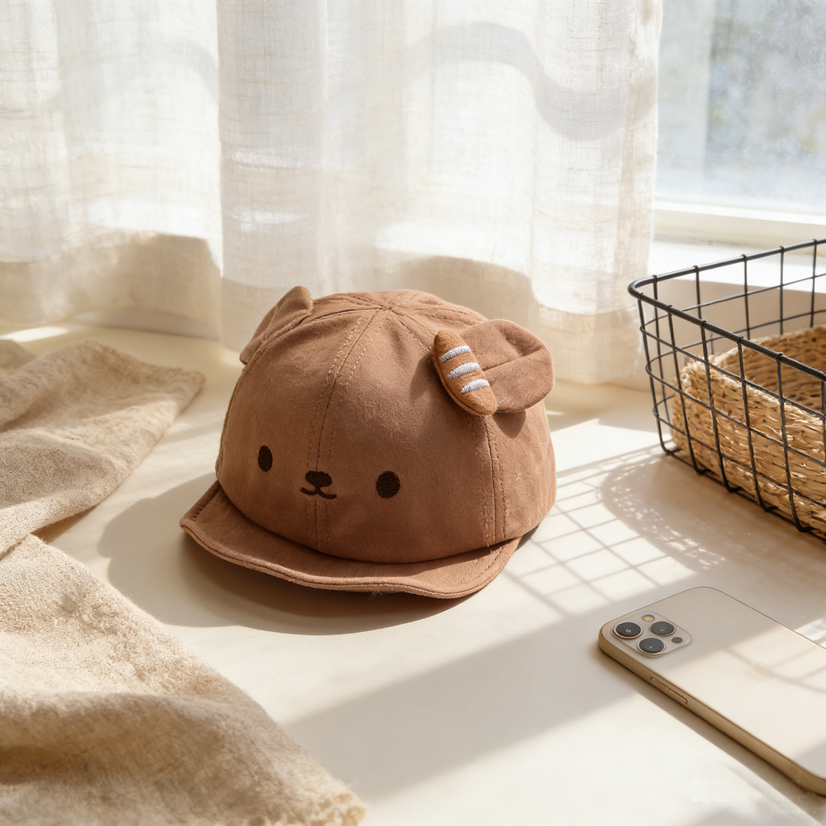 Children's Single-color Cartoon Embroidered Animal-shaped Adjustable Cute Casual Soft-brimmed Baseball Cap, Suitable For Outdoor Travel