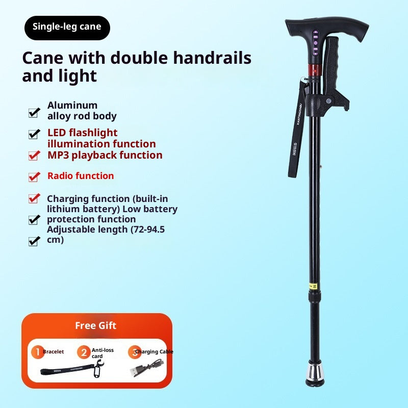 Multifunctional Smart Radio Anti-skid Telescopic Walking Stick For The Elderly