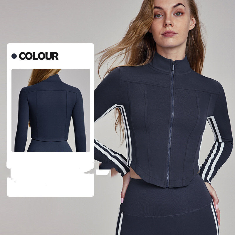 Yoga Clothes Coat Women's High-grade Slim Stand Collar Zipper