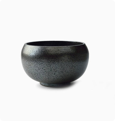 Japanese-style Bowls And Plates Traditional Black Earthenware Bowls For Home Use